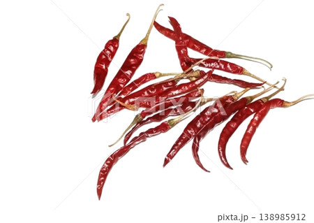 Dry red pepper isolated on white background 138985912