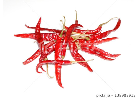 Dry red pepper isolated on white background Dry red pepper isolated on white background 138985915