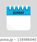 Icon page calendar day week Sunday, empty space 138986040