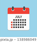 Vector template icon page calendar, month July 138986049
