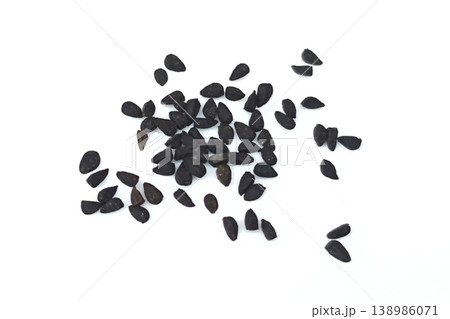 Black cumin seeds pile isolated on white background 138986071