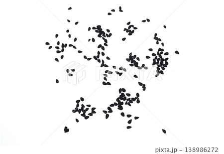 Black cumin seeds pile isolated on white background Black cumin seeds pile isolated on white background 138986272