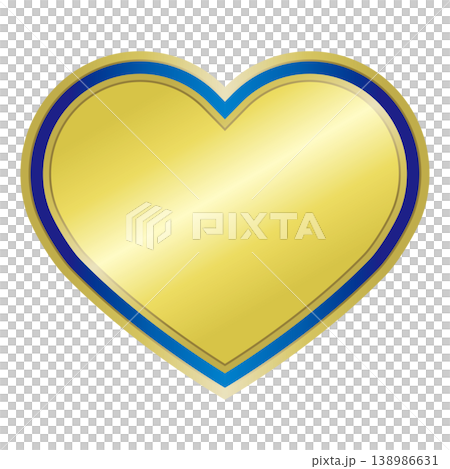 A gold medal (heart) with a blue line. 138986631