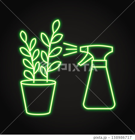 Plant spraying neon icon Plant spraying neon icon 138986717