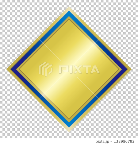 A gold medal (diamond-shaped) with a blue line. A gold medal (diamond-shaped) with a blue line. 138986792