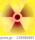 Illustration drawings of the Radiation symbol in a Yellow background 138986885