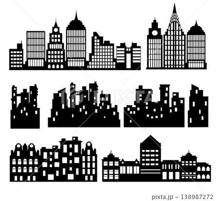 City skylines showing different architectural styles and conditions City skylines showing different architectural styles and conditions 138987272