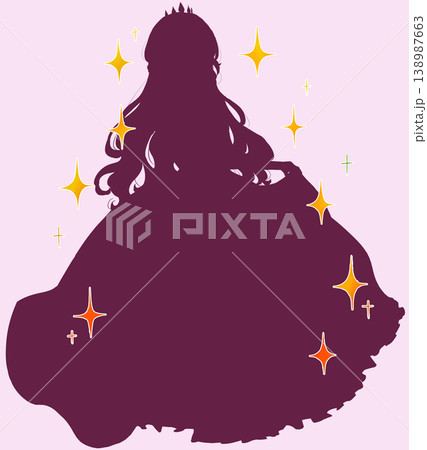 ドレスを着たお姫様　シルエット　キラキラ 138987663