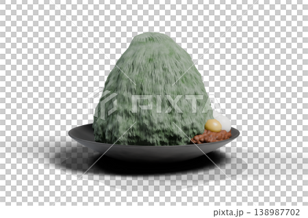 抹茶かき氷のイラスト透明背景 138987702