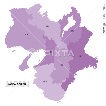 [日本地図] 関西地方の県名入り位置地図 138987862