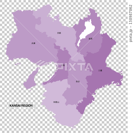 [日本地図] 関西地方の県名入り位置地図 138987862