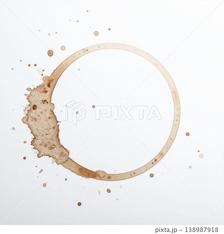 Circle of tea and coffee stains on a white background Circle of tea and coffee stains on a white background 138987918