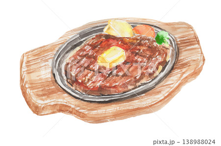 ステーキの水彩イラスト 138988024
