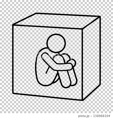 Line icon of a person experiencing loneliness and anxiety Line icon of a person experiencing loneliness and anxiety 138988104