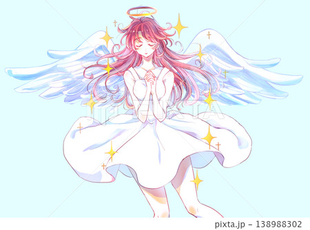 手を胸の前で組む神秘的な女性　天使　キラキラ 138988302