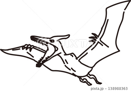 プテラノドン_フラット線画イラスト 138988363