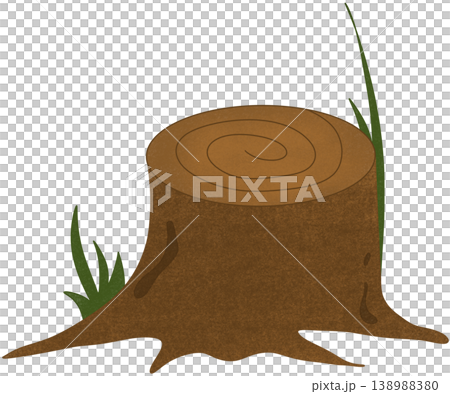 cut tree stump with grass cut tree stump with grass 138988380