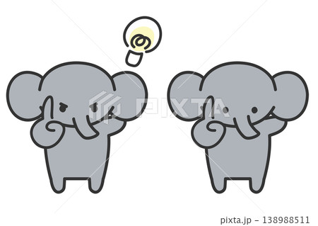 かわいい手書き風ゾウのイラスト 表情付きポーズ(人差し指) かわいい手書き風ゾウのイラスト 表情付きポーズ(人差し指) 138988511