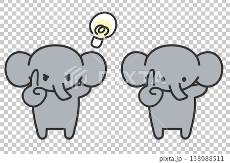 Cute, hand-drawn style elephant illustration with expressive pose (pointing with index finger) Cute, hand-drawn style elephant illustration with expressive pose (pointing with index finger) 138988511