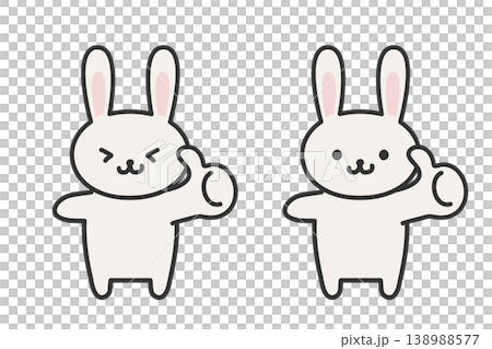 かわいい手書き風うさぎのイラスト 表情付きポーズ(サムズアップ) かわいい手書き風うさぎのイラスト 表情付きポーズ(サムズアップ) 138988577