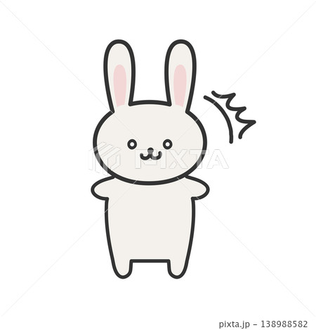 かわいい手書き風うさぎのイラスト 表情付きポーズ(驚き) かわいい手書き風うさぎのイラスト 表情付きポーズ(驚き) 138988582