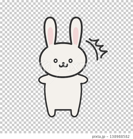 かわいい手書き風うさぎのイラスト 表情付きポーズ(驚き) かわいい手書き風うさぎのイラスト 表情付きポーズ(驚き) 138988582