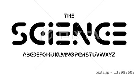 Science technology font, futuristic alphabet for scientific headline, medical digital product logo, display device typography, app UI typographic design. Modern vector typeset. Science technology font, futuristic alphabet for scientific headline, medical digital product logo, display device typography, app UI typographic design. Modern vector typeset. 138988608