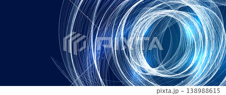 Blue Digital Data Flow Hurricane, Data Science Spiral Vortex Depth Tunnel, Big Data Swirl Neon Light. AI Digital Transformation Abstract Background. Tornado Storm Weather Wind. Vector Illustration 138988615
