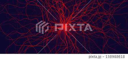 Blood Vessel Vein Wireframe Background, Micro Vascular Veins Lines Structure, Cardio Surgery Medicine Concept. Medical Endovascular Neurovascular Science Therapy Graphic. Vector Illustration. 138988618