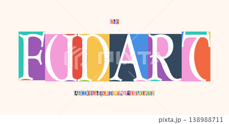 Color Font Logo Alphabet Vector Fun Geometric Letter Set Blocky Typography, Art Typographic Design for Title Text, Festive Typo Poster Headline, Type Fest Logotype, Colorful Fonts. Vector Typeface. Color Font Logo Alphabet Vector Fun Geometric Letter Set Blocky Typography, Art Typographic Design for Title Text, Festive Typo Poster Headline, Type Fest Logotype, Colorful Fonts. Vector Typeface. 138988711