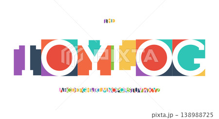 Color Font Logo Alphabet Vector Fun Letter Set Blocky Typography, Art Typographic Design for Kids Zone Title Text, Toy Typo Poster Headline, Type Fest Logotype, Colorful Fonts. Vector Typeface. 138988725
