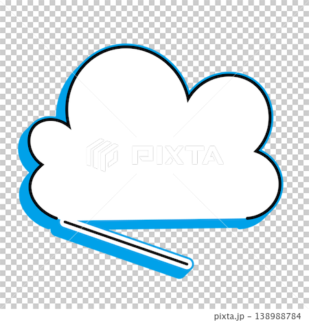 雲形吹き出しのシンプルなイラスト素材 もくもく（白背景） 138988784