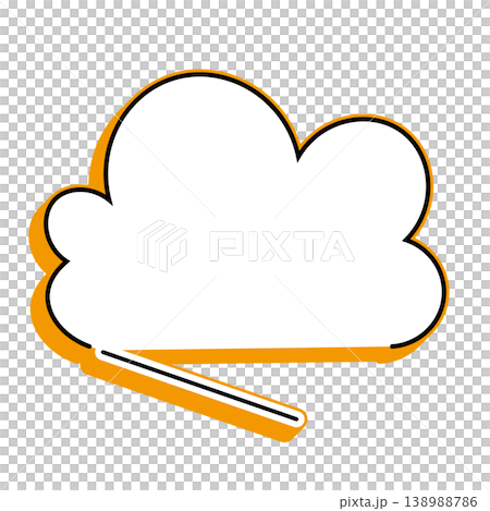 雲形吹き出しのシンプルなイラスト素材 もくもく（白背景） 138988786