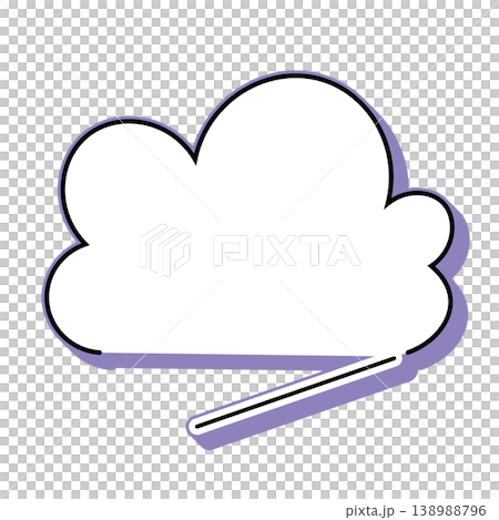 雲形吹き出しのシンプルなイラスト素材 もくもく（白背景） 138988796