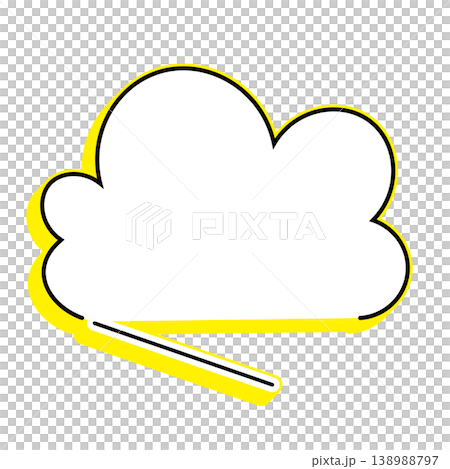 雲形吹き出しのシンプルなイラスト素材 もくもく（白背景） 138988797