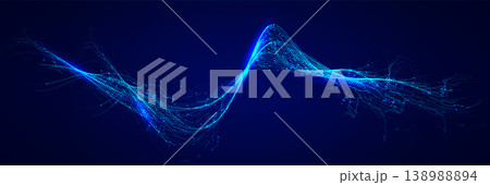 DNA helix spiral isolated biotech 3D scientific object, abstract neurone cell, organic fluid curvy shape, blue futuristic digital wavy line on dark blue background. Vector Illustration. DNA helix spiral isolated biotech 3D scientific object, abstract neurone cell, organic fluid curvy shape, blue futuristic digital wavy line on dark blue background. Vector Illustration. 138988894