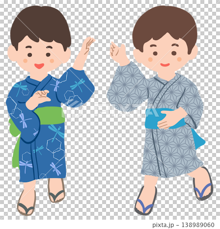 穿著浴衣的男孩的插圖 138989060