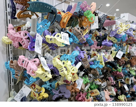Yogyakarta, Indonesia - March 18th 2026 - Vibrant Retail Display of Colorful Hair Clips Yogyakarta, Indonesia - March 18th 2026 - Vibrant Retail Display of Colorful Hair Clips 138990125