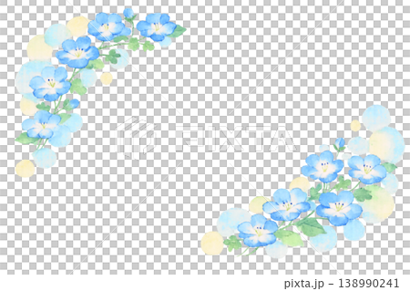 水彩ネモフィラフレーム(透過) 138990241