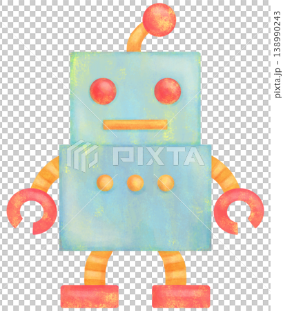 シンプルなロボットのイラスト おもちゃ 138990243