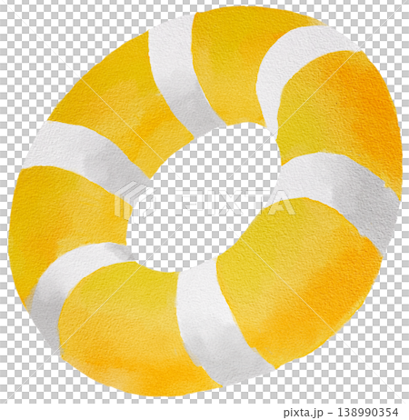 Yellow and White Lifebuoy Watercolor Illustration Isolated on Transparent Background Yellow and White Lifebuoy Watercolor Illustration Isolated on Transparent Background 138990354