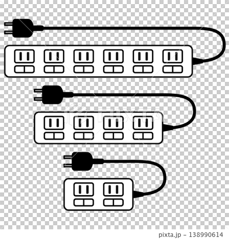 Set of 6-outlet, 4-outlet, and 2-outlet power strips (extension cords) Set of 6-outlet, 4-outlet, and 2-outlet power strips (extension cords) 138990614