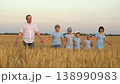 happy family, parents man woman holding children hands sunset park, mother father parents kid outdoors nature, holding hands in golden light, children running field, parents children happiness, summer 138990983