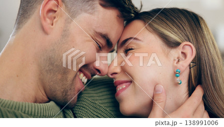 Home, funny and couple with peace, love and romantic with marriage, relationship and bonding together. Cheerful people, romance and man with woman, hug and humor with support, happiness or commitment Home, funny and couple with peace, love and romantic with marriage, relationship and bonding together. Cheerful people, romance and man with woman, hug and humor with support, happiness or commitment 138991006