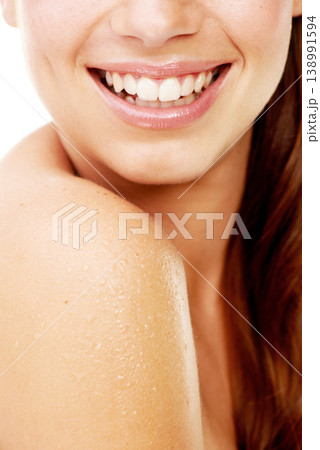 Closeup, mouth or woman with teeth, smile or dental care with wellness, hygiene or breathing. Person, girl or model with oral health, happiness or dentist treatment with beauty, shine or shoulder Closeup, mouth or woman with teeth, smile or dental care with wellness, hygiene or breathing. Person, girl or model with oral health, happiness or dentist treatment with beauty, shine or shoulder 138991594