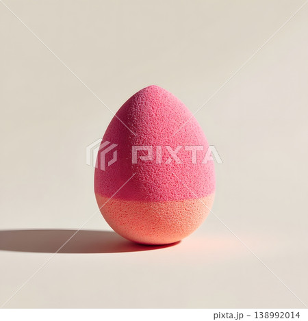 A pink and orange makeup sponge with soft lighting and shadows 138992014
