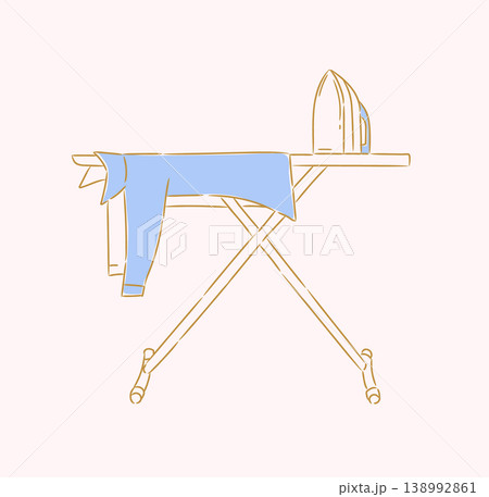 Ironing board with clothes beige Ironing board with clothes beige 138992861