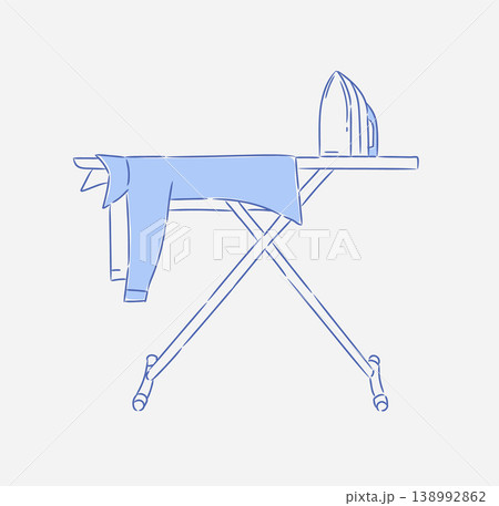 Ironing board with clothes blue Ironing board with clothes blue 138992862
