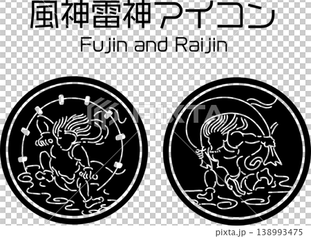 風神與雷神索爾的日式神像素材 138993475