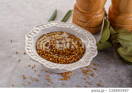 French mustard sauce with seeds French mustard sauce with seeds 138993497